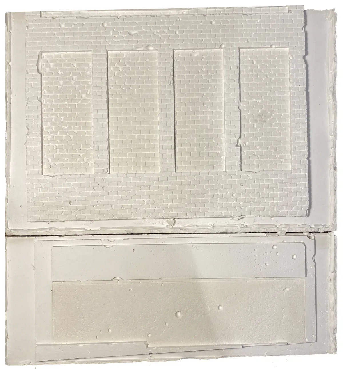 There is a clear presence representing Dudley with the bold red ‘Bostin’ sign at ground level. Chosen for its cantilever first and the second floor, this building could be adapted to have an external space. Also, there is a slight ‘hotel Fouquet barrière’ about the facade as its bricked-up windows represent change over time. - Ryan Cooksey Building 3 Model 2.png